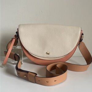 RADLEY LONDON Leather Crescent Crossbody Bag Color Block Bag Charm w/ Logo Chic
